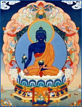 Afbeelding Thangka Medicijn Boeddha