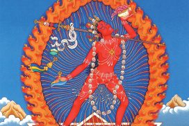 Een foto van een traditionele tanka van VajraYogini.
